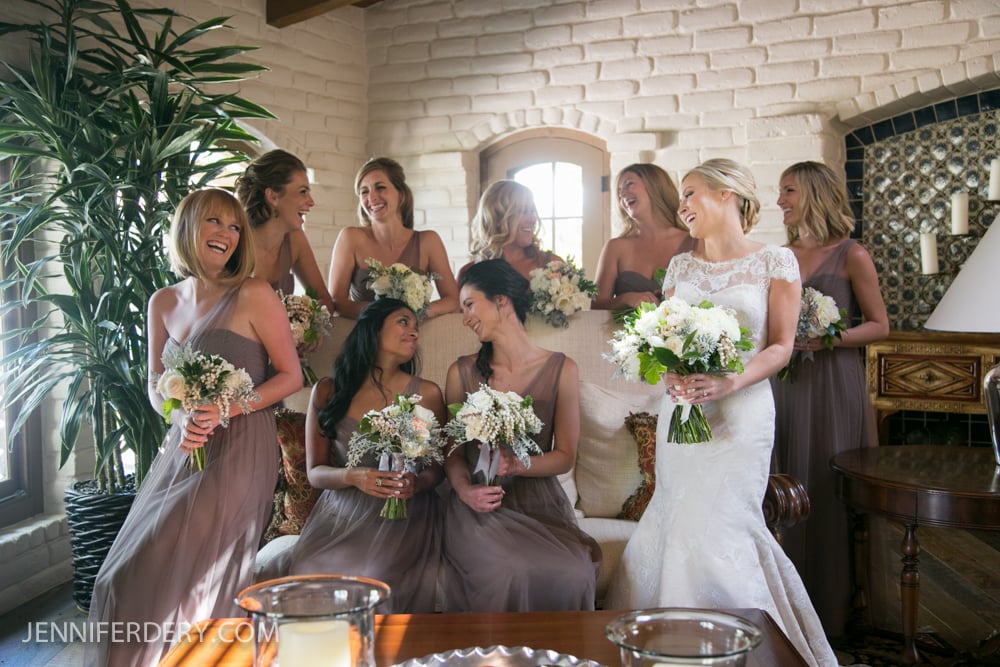 choosing your bridal party with 8 best friends surrounding the bride