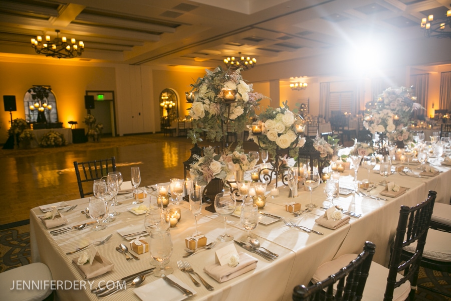 wedding ballroom at estancia la jolla. photo of long banquet table