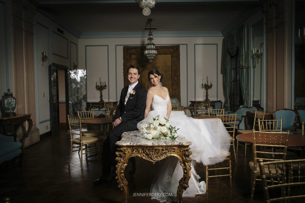 Founders Chapel Wedding Photos in moody B&W in a side room