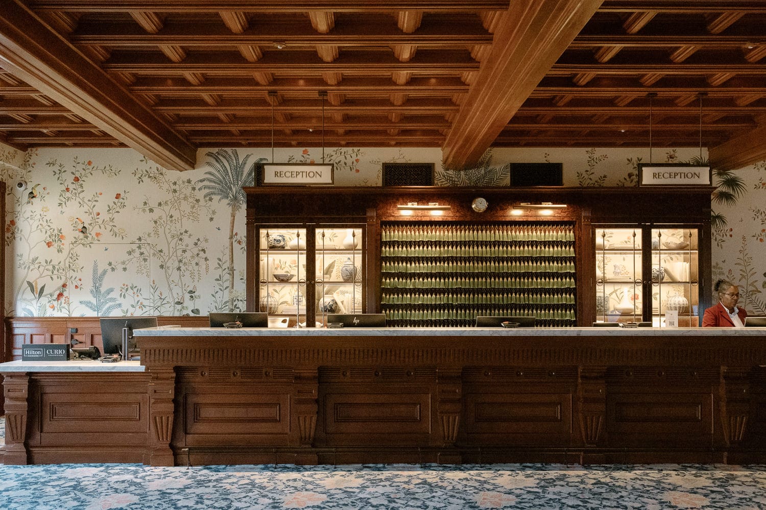 Hotel Del antique check-in desk