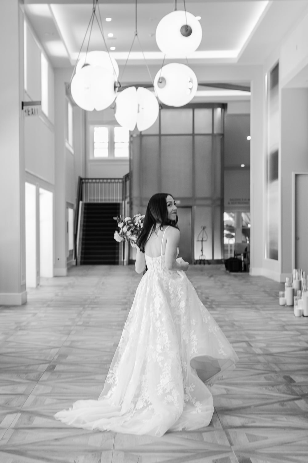 Foyer of Southpointe Ballroom event center with bride